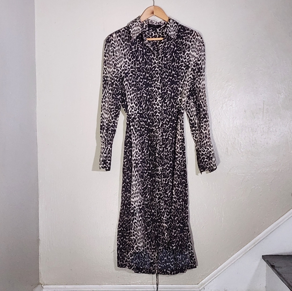 All Saints Leopard Print Long Sleeve Dress